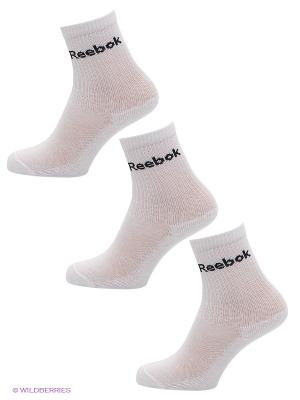 Носки, 3 пары Reebok. Цвет: белый