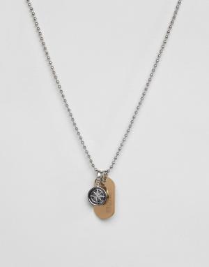 Мужское ожерелье из нержавеющей стали в винтажном стиле Fossil. Цвет: серебряный