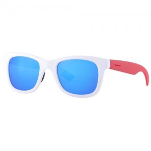 Солнцезащитные очки, вайфареры, оправа: пластик, с защитой от УФ, зеркальные, красный Italia Independent. Цвет: белый