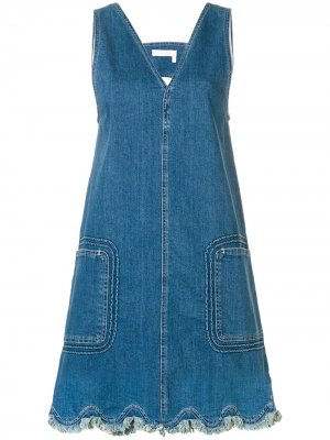 Джинсовое платье с V-образным вырезом See by Chloé. Цвет: синий