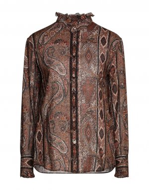 Блуза с рюшами и принтом пейсли , коричневый CELINE