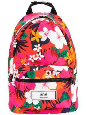 Рюкзак с тропическим принтом AMI Paris. Цвет: розовый