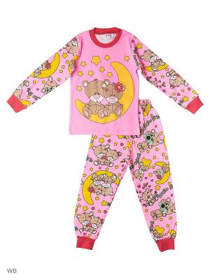 Пижама для девочки Bonito kids. Цвет: розовый, белый, коричневый