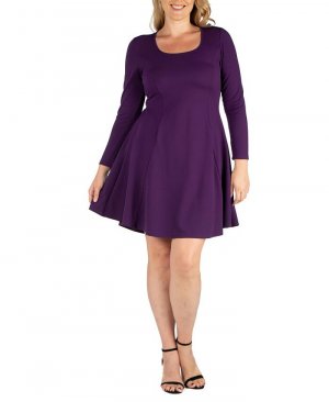 Женское приталенное платье больших размеров с расклешенной юбкой 24seven Comfort Apparel, фиолетовый Apparel