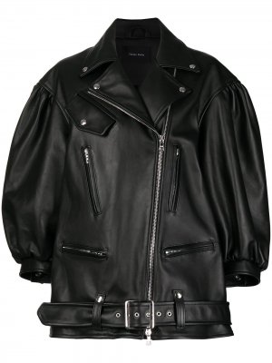 Кожаная куртка с приспущенными плечами Simone Rocha. Цвет: черный