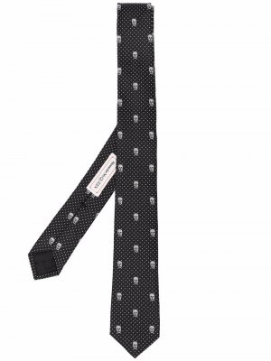 Шелковый галстук с узором Skull Alexander McQueen. Цвет: черный