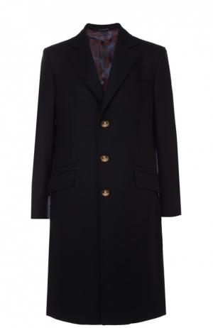 Однобортное пальто из смеси шерсти и кашемира Vivienne Westwood. Цвет: темно-синий