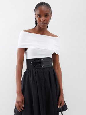 Боди archetypes с открытыми плечами и складками ALAÏA, белый Alaïa