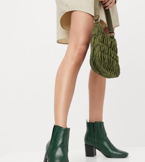 Темно-зеленые ботинки челси для широкой стопы на каблуке Glamorous-Зеленый цвет Glamorous Wide Fit