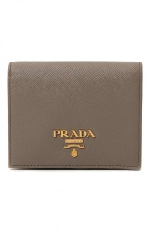 Кожаное портмоне Prada. Цвет: серый