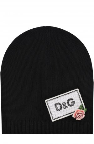 Шерстяная шапка с пайетками и декором Dolce & Gabbana. Цвет: чёрный
