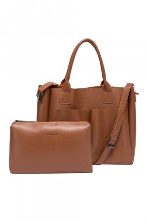 Большая сумка-тоут Megan Xl с передними карманами , коричневый Claudia Canova