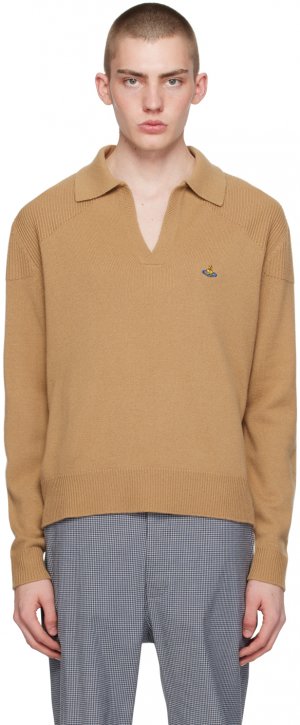 Светло-коричневая рубашка-поло в рубчик Vivienne Westwood