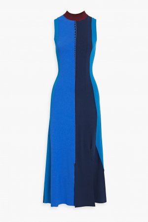 Платье миди эластичной вязки в стиле колор-блок ROKSANDA, синий Roksanda