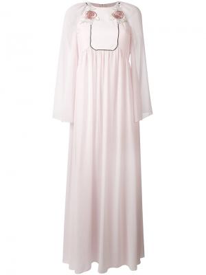 Длинное платье с розами Giamba. Цвет: розовый и фиолетовый