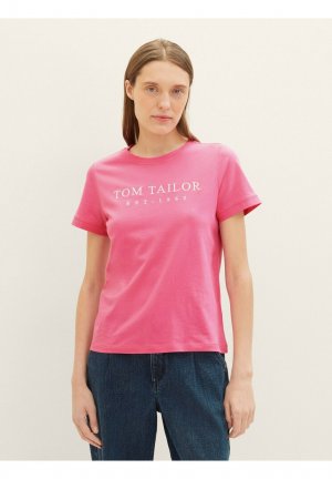 Футболка с принтом TOM TAILOR, цвет carmine pink Tailor
