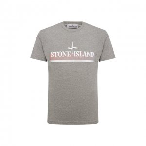 Хлопковая футболка Stone Island. Цвет: серый