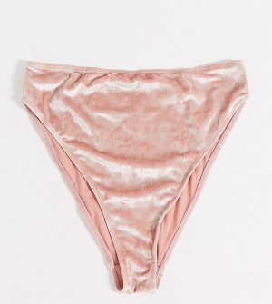 Розовые бархатные плавки бикини с завышенной талией Fuller Bust-Розовый цвет Peek & Beau