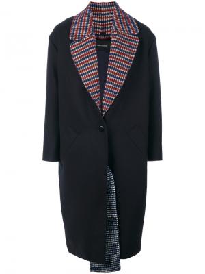 Пальто с контрастной подкладкой Cédric Charlier. Цвет: синий