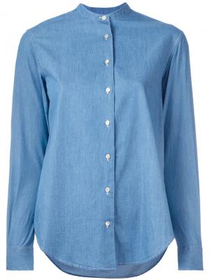 Джинсовая рубашка с узким воротником Xacus. Цвет: синий