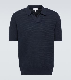 Трикотажная рубашка-поло из хлопка , синий Sunspel