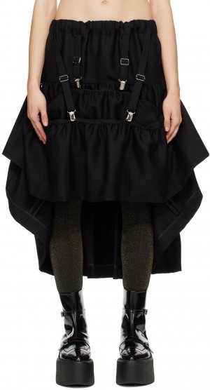 Черная многоярусная юбка-миди , цвет Black Noir Kei Ninomiya