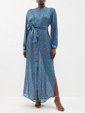 Платье из смесового шелка с цветочным принтом коллекции x cabana menorquin, синий Blazé Milano