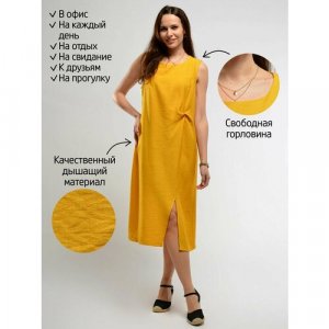 Платье , в классическом стиле, размер 50, желтый Viserdi. Цвет: хаки