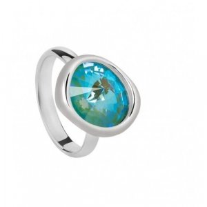 Кольцо , бижутерный сплав, родирование, кристаллы Swarovski, зеленый Fiore Luna. Цвет: зеленый