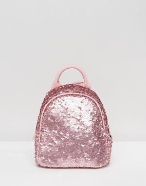 Розовый мини-рюкзак с пайетками Skinnydip. Цвет: розовый