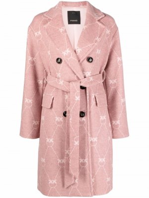 Двубортное пальто с монограммой PINKO. Цвет: розовый