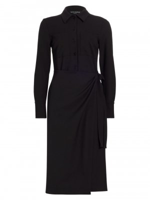 Платье-рубашка с длинными рукавами и завязками по бокам , черный Piazza Sempione