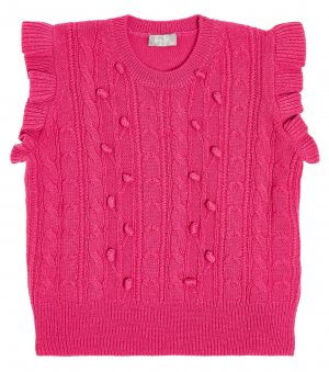Жилет-свитер шерстяной вязки косой Il Gufo, розовый Gufo
