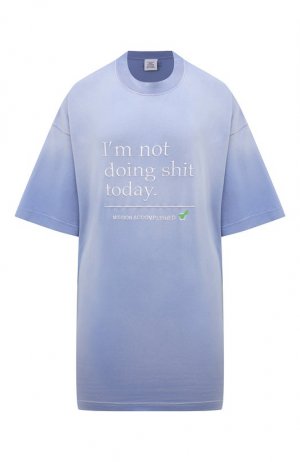 Хлопковая футболка VETEMENTS. Цвет: голубой