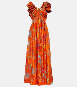 Платье макси из шелка с цветочным принтом ZIMMERMANN, разноцветный Zimmermann