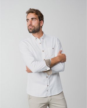 Мужская однотонная рубашка приталенного кроя белого цвета , белый Etiem