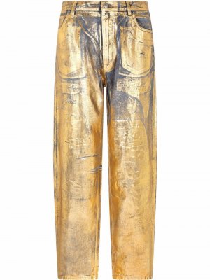 Широкие джинсы с принтом Dolce & Gabbana. Цвет: желтый