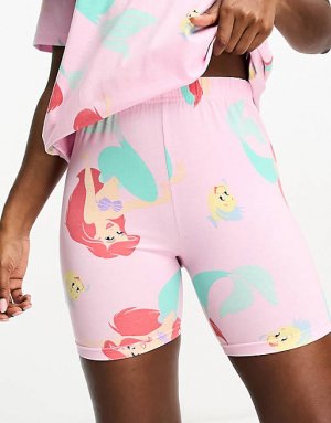 Разноцветный короткий пижамный комплект с футболкой и леггинсами  Little Mermaid Loungeable