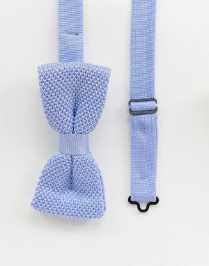 Голубой трикотажный галстук-бабочка -Синий Twisted Tailor