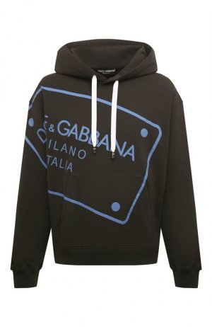 Хлопковое худи Dolce & Gabbana. Цвет: серый