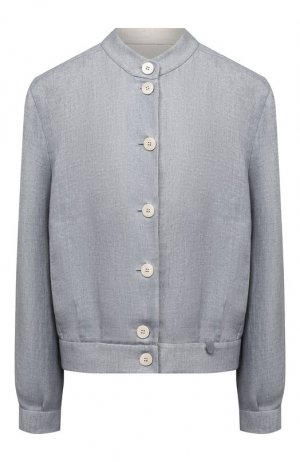 Льняная куртка Giorgio Armani. Цвет: голубой