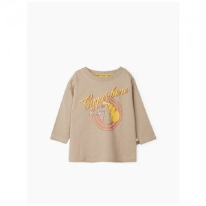 88505, Лонгслив детский футболка с длинным рукавом детская, на осень, принтом, бежевая, коричневая, рост 98-104 Happy Baby. Цвет: фиолетовый