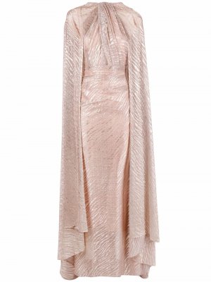 Драпированное платье макси с длинными рукавами Talbot Runhof. Цвет: розовый
