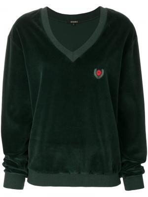 Бархатный свитер с гербом Yeezy. Цвет: зелёный