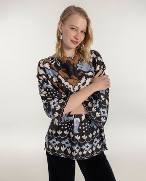 Женская блузка с цветочным принтом и французским рукавом , мультиколор Naulover