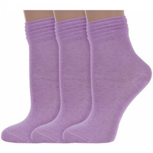 Носки , 3 пары, размер 23 (36-37), фиолетовый LorenzLine. Цвет: фиолетовый