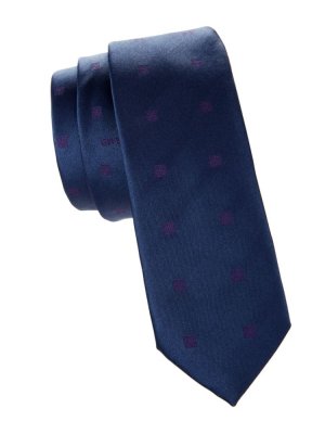Шелковый жаккардовый галстук с логотипом Greca, темно-синий Givenchy