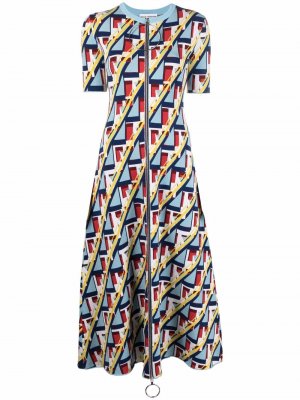 Платье миди с геометричным принтом Paco Rabanne. Цвет: синий