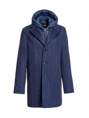 Пальто с капюшоном и молнией в елочку , синий Maximilian