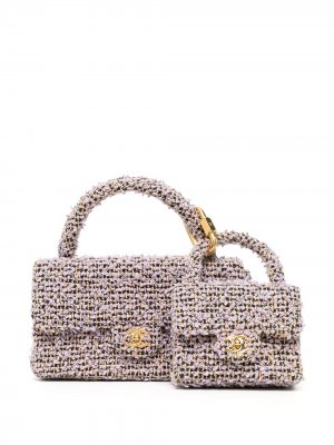 Двойная твидовая сумка 1995-1996-го года Chanel Pre-Owned. Цвет: фиолетовый